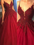 Ball Gown Spaghetti Straps Appliques Tulle Prom Dresses LBQ1079